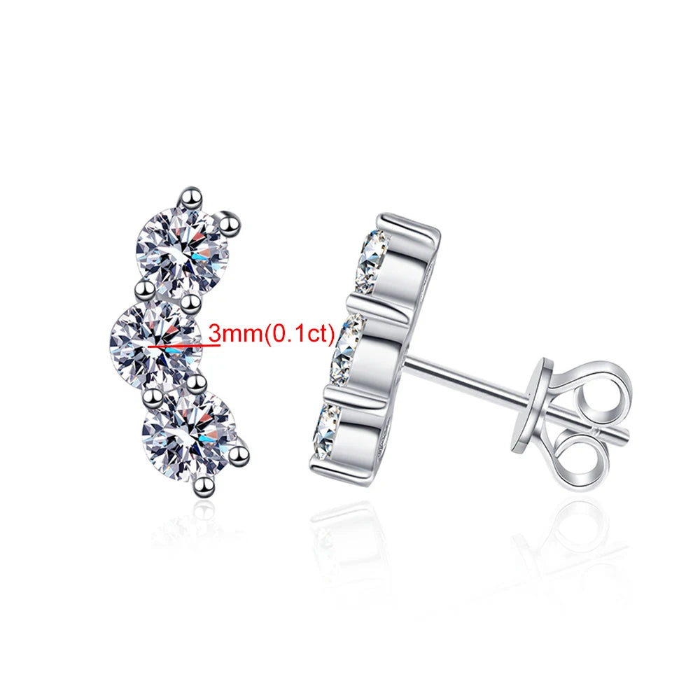 Houtros Moissanite Diamond Stud Earrings GRA Certified 925 Sterling Silver