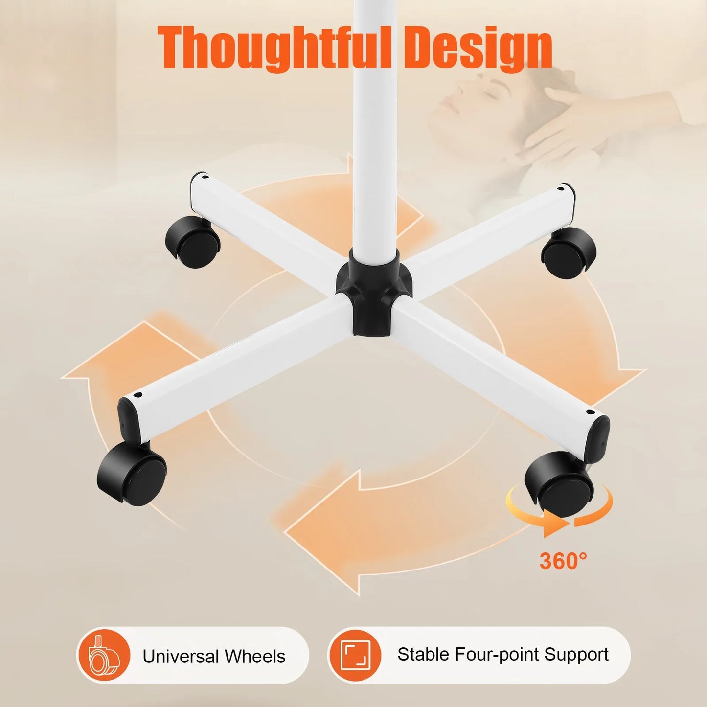 Ozone Facial Steamer Wheels With Adjustable Height And Rotating Nozzle