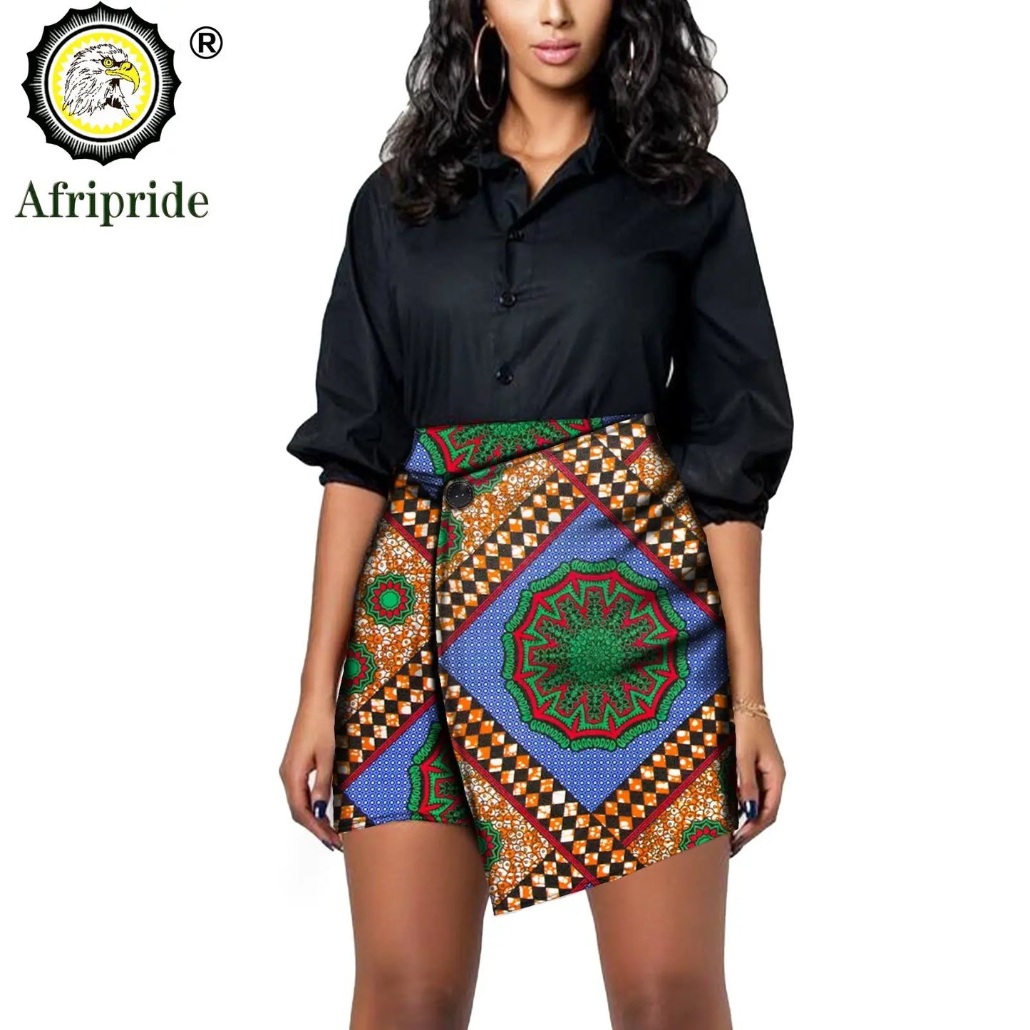 Afripride Women African Print Batik Ruffle Mini Skirt