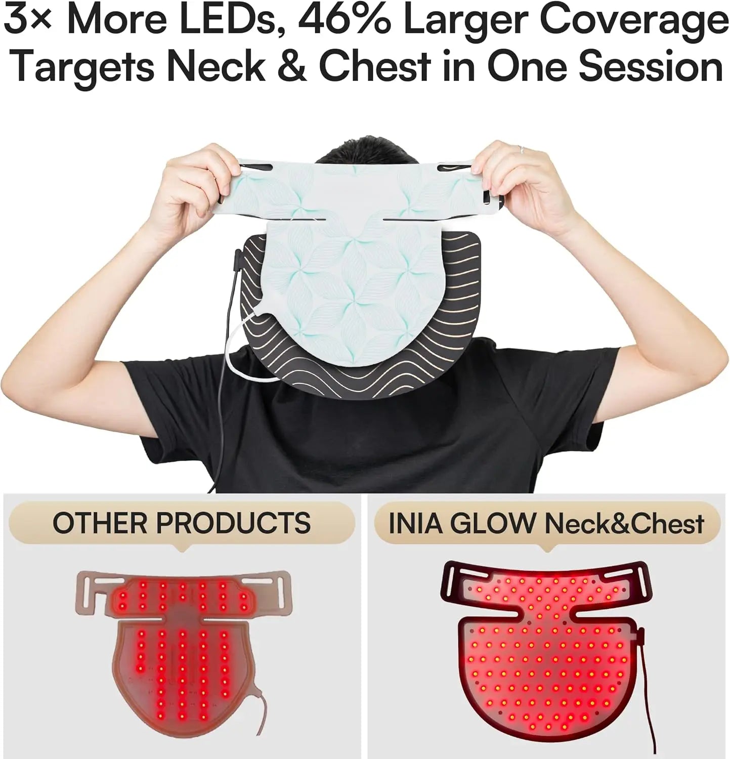 Red Light Therapy Mask Neck Decollete 850nm NIR 3 Modes