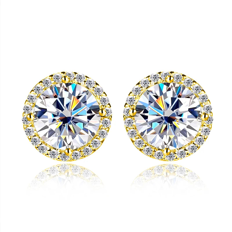 Knobspin Moissanite Stud Earrings GRA Certified Sterling Silver Plated