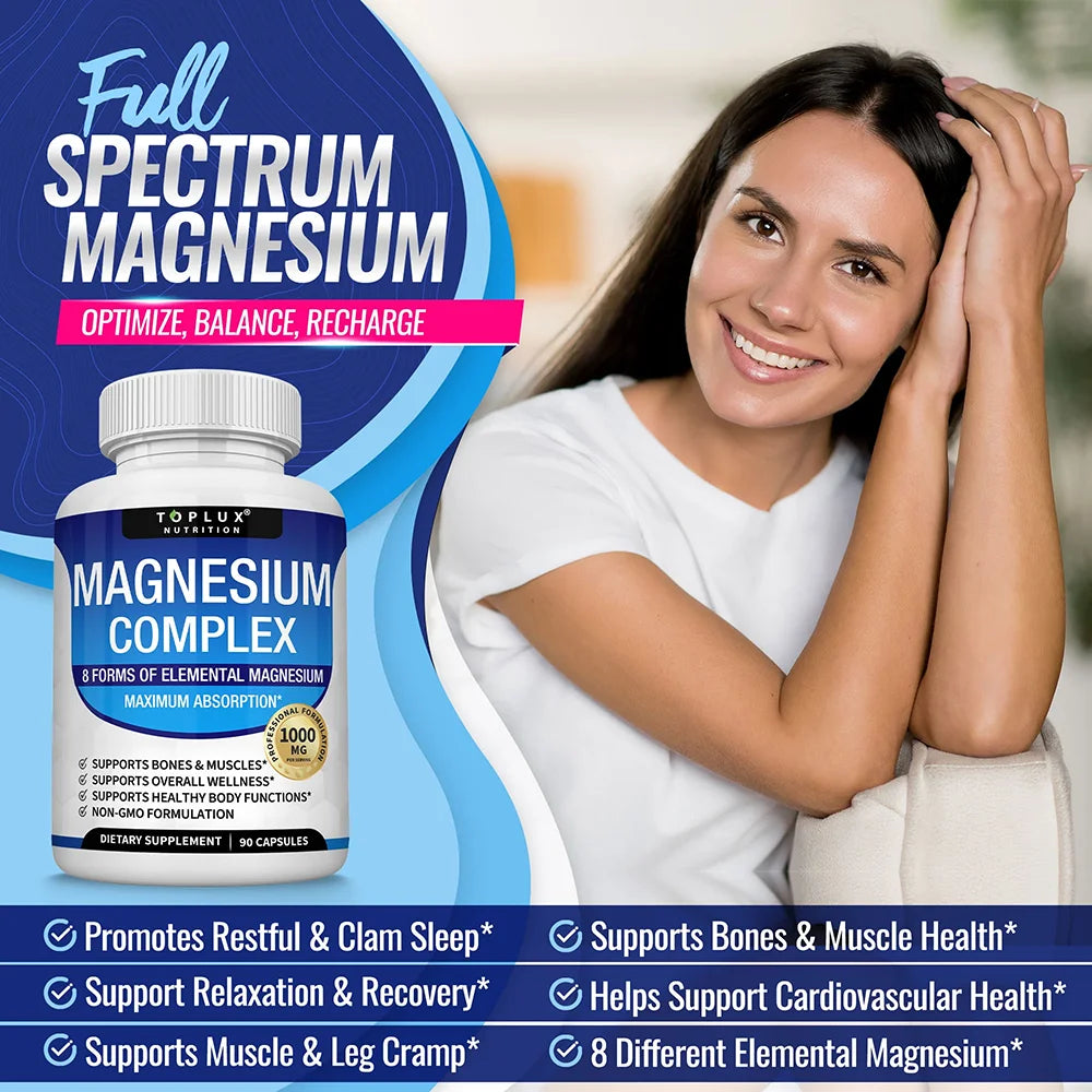 LISM Magnesium Complex 1000MG Supplement For Sleep Stress Relief