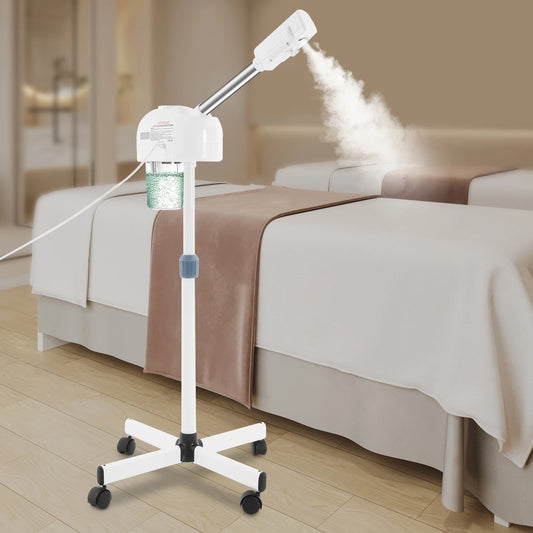 Ozone Facial Steamer Wheels With Adjustable Height And Rotating Nozzle