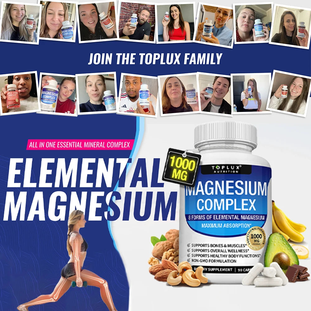 LISM Magnesium Complex 1000MG Supplement For Sleep Stress Relief