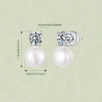 BAMOER U Pearl Moissanite Stud Earrings 925 Sterling Silver