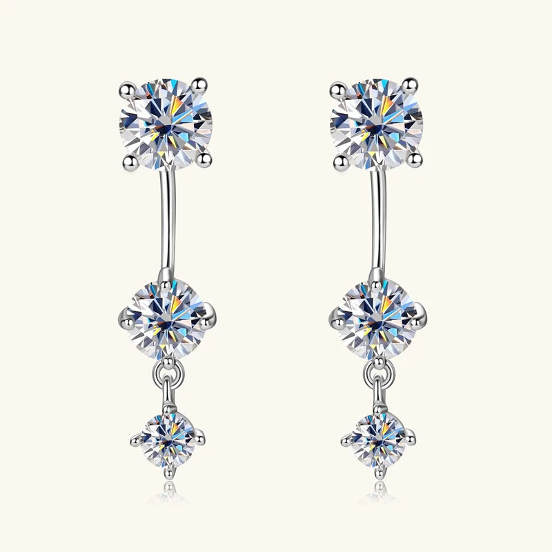 Lnngy Moissanite Stud Earrings 925 Sterling Silver Front Back