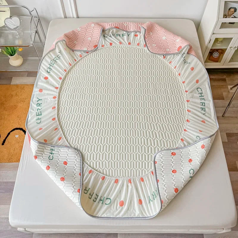 LUXO Natural Latex Cooling Bed Mat With Breathable Quilted Cover