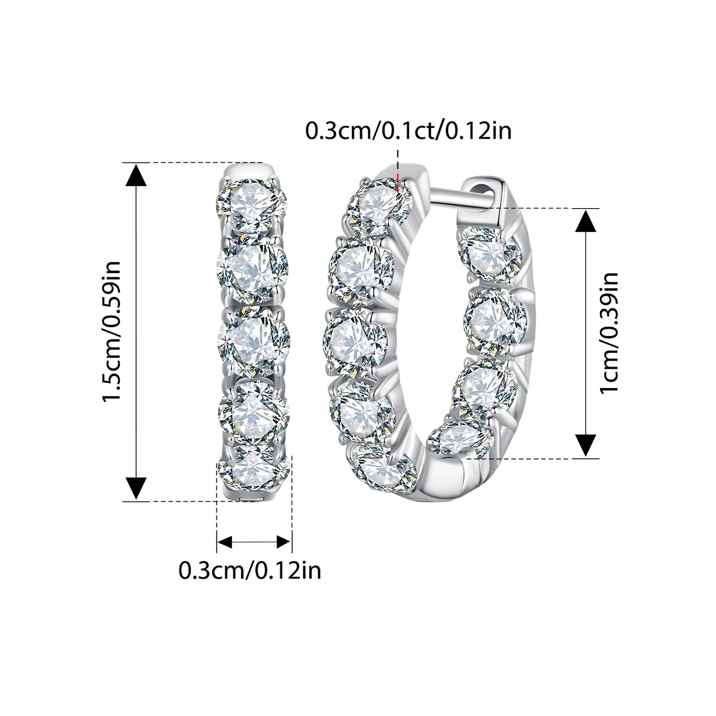 BAMOER U Moissanite Hoop Earrings 925 Sterling Silver
