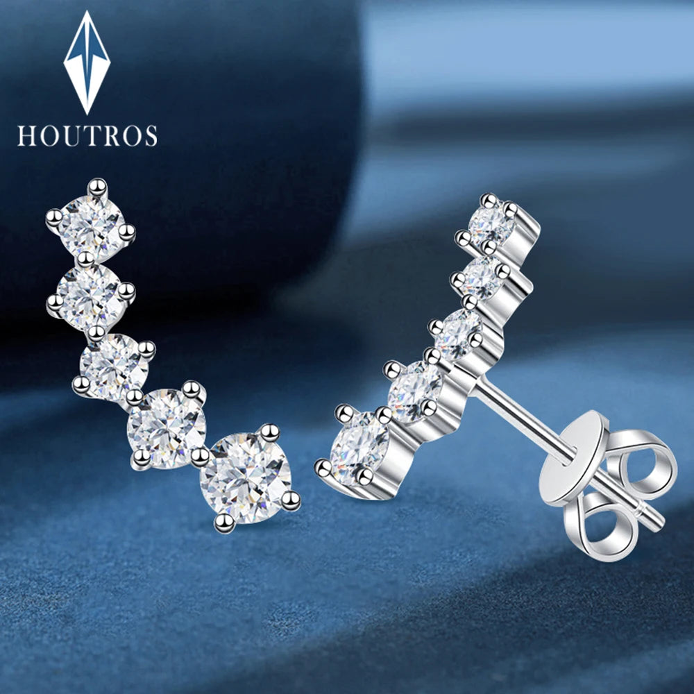 Houtros Moissanite Diamond Stud Earrings GRA Certified 925 Sterling Silver