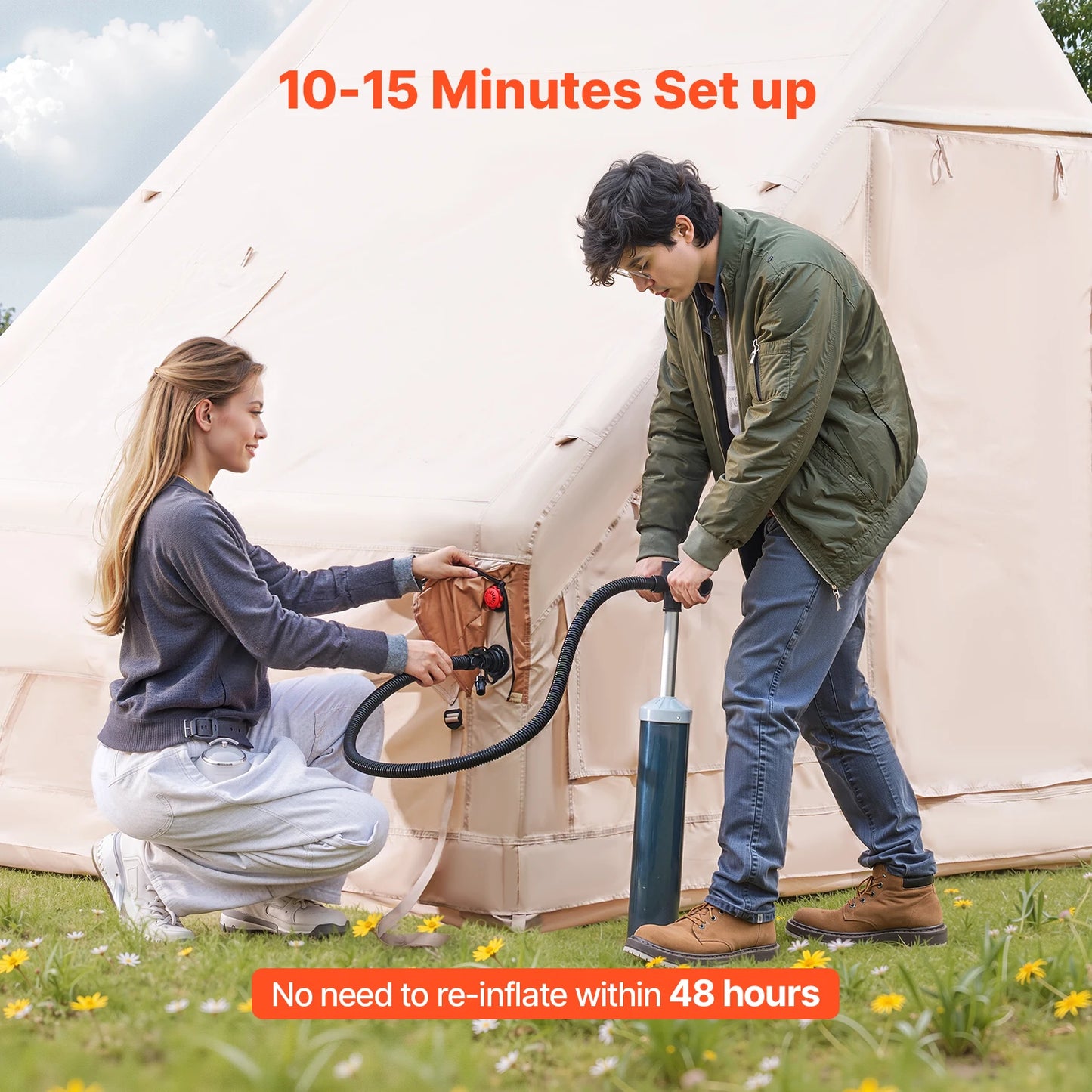 SucceBuy Inflatable Camping Tent With Hand Pump Stove Jack