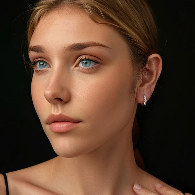 BAMOER U Moissanite Hoop Earrings 925 Sterling Silver
