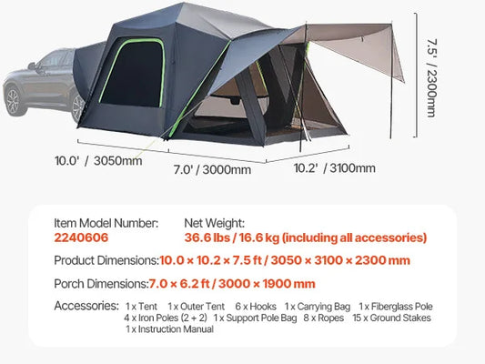 SucceBuy SUV Tent for Camping Waterproof Double Layer Shade Awning