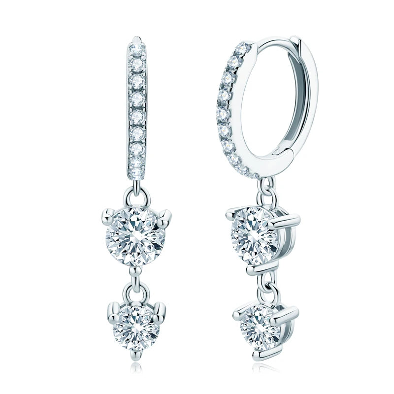 Anziw Moissanite Tassel Earrings 925 Sterling Silver Hoop Dangle Jewelry