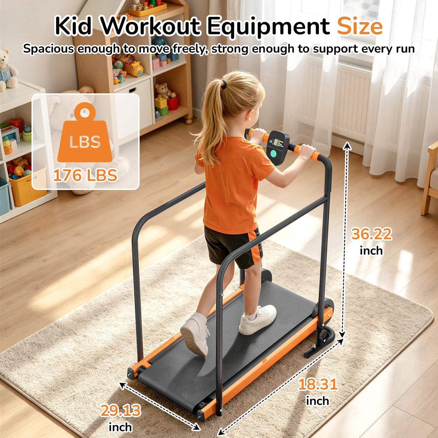 Akluer Kids Non-Electric Self Propelled Walking Pad Treadmill
