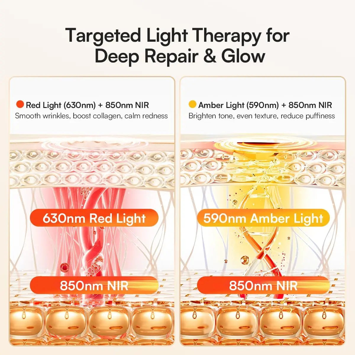 Red Light Therapy Mask Neck Decollete 850nm NIR 3 Modes