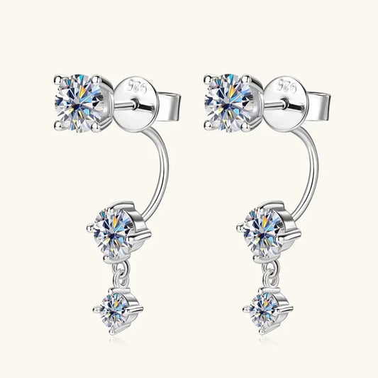 Lnngy Moissanite Stud Earrings 925 Sterling Silver Front Back