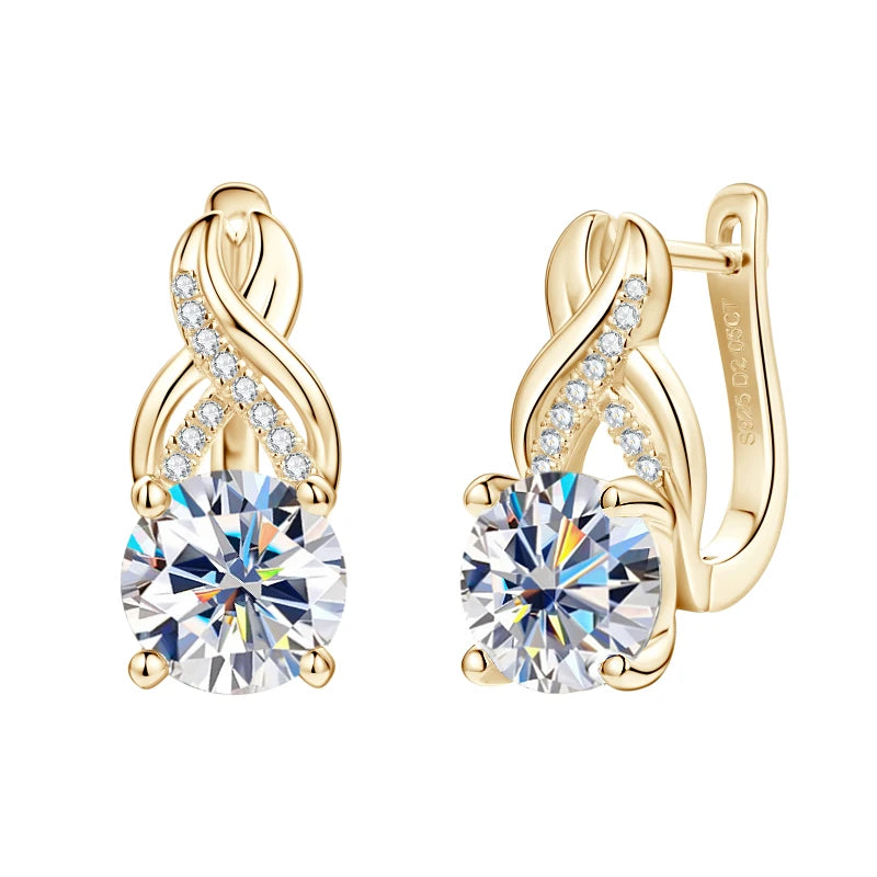IOGOU Moissanite Jewelry Set Infinity Pendant Necklace Earrings