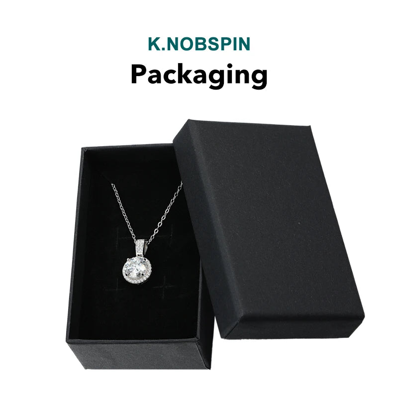 Knobspin 925 Sterling Silver Moissanite Necklace With GRA Certificate