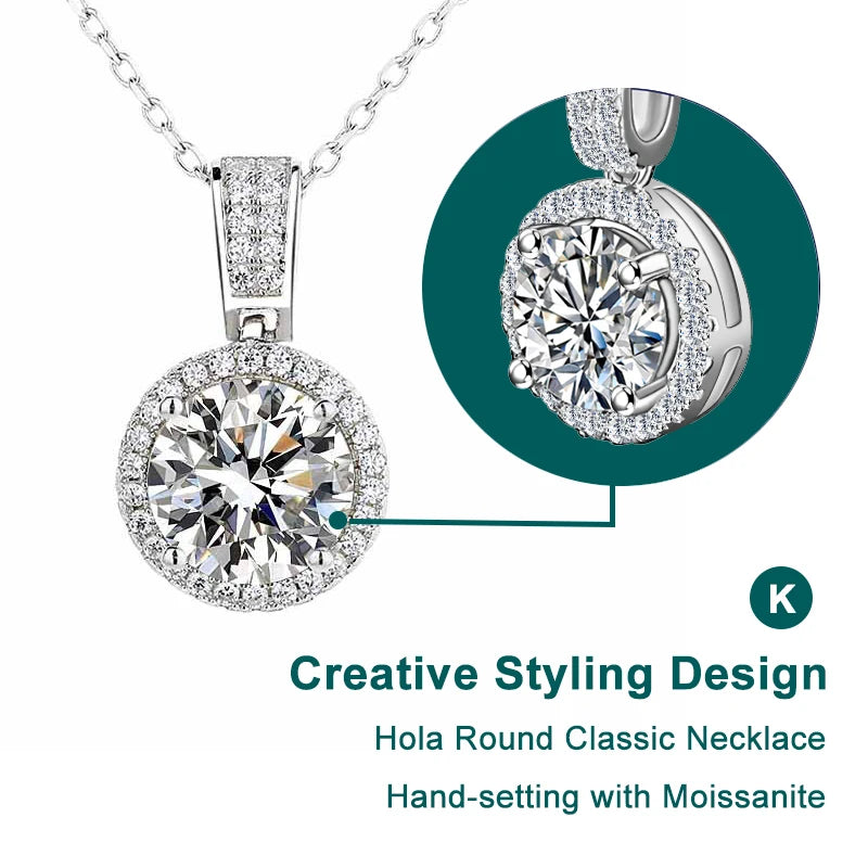 Knobspin 925 Sterling Silver Moissanite Necklace With GRA Certificate
